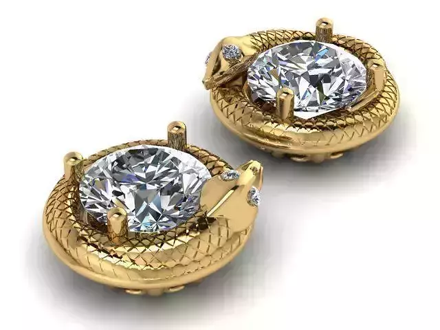 Earrings gold snake stud with diamonds