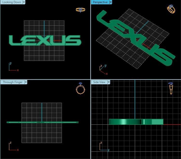 Pendant lexus logo emblem - gold 3D print model_2