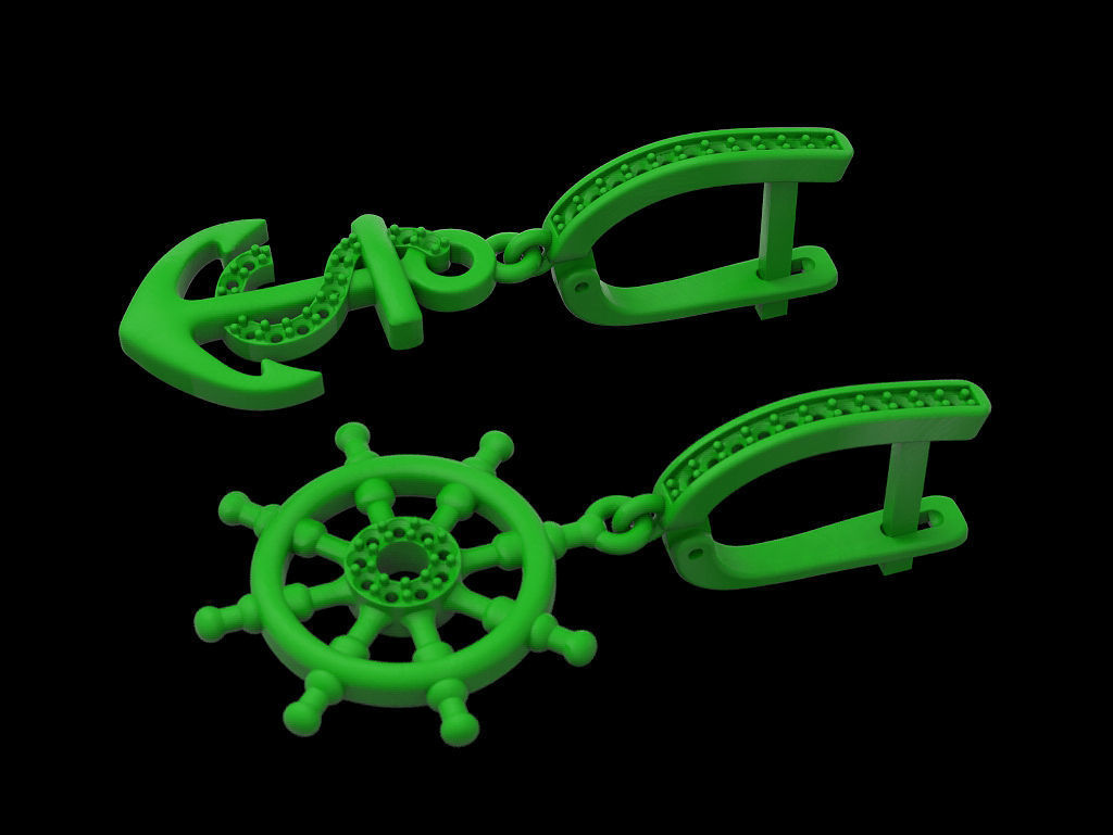 Earrings anchor and helm 3D print model_6