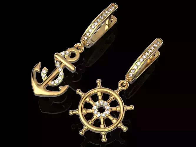Earrings anchor and helm 3D print model