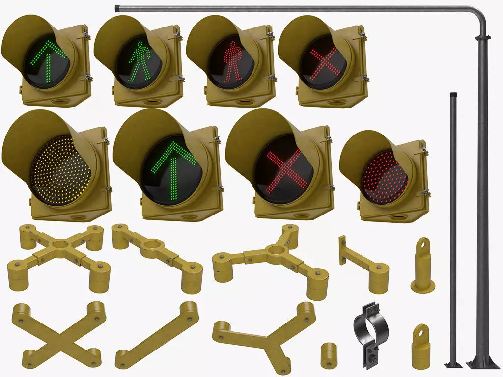 Traffic Lights Set 3D model_0