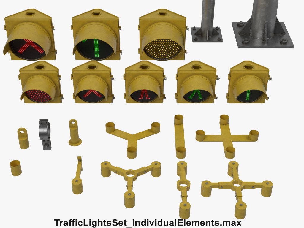 Traffic Lights Set 3D model_35