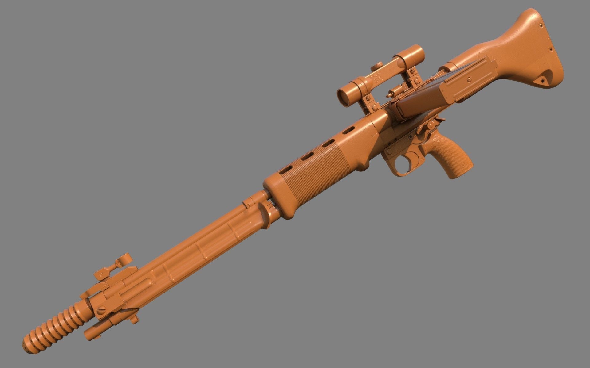 FG-42 German Paratrooper Rifle PBR Low-poly 3D model_20