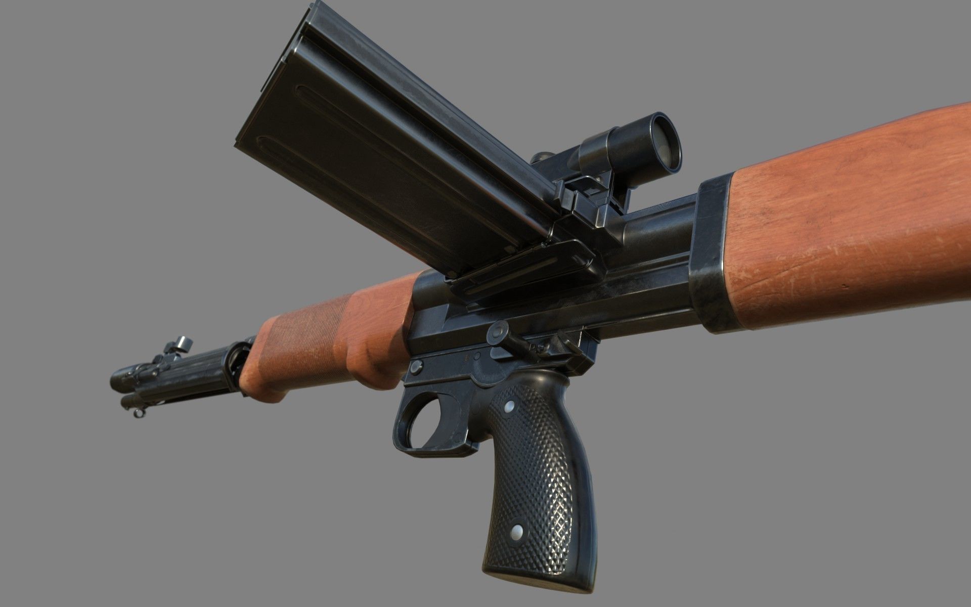 FG-42 German Paratrooper Rifle PBR Low-poly 3D model_4