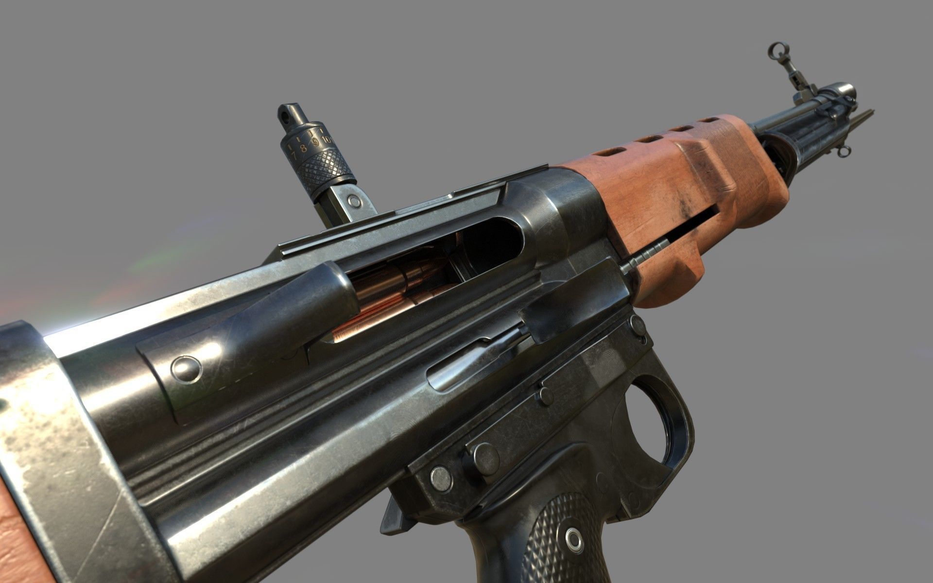 FG-42 German Paratrooper Rifle PBR Low-poly 3D model_14
