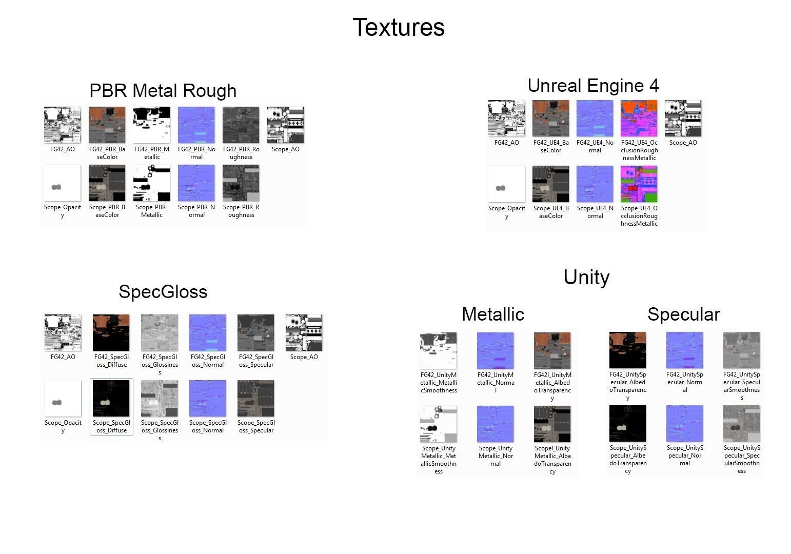 FG-42 German Paratrooper Rifle PBR Low-poly 3D model_23