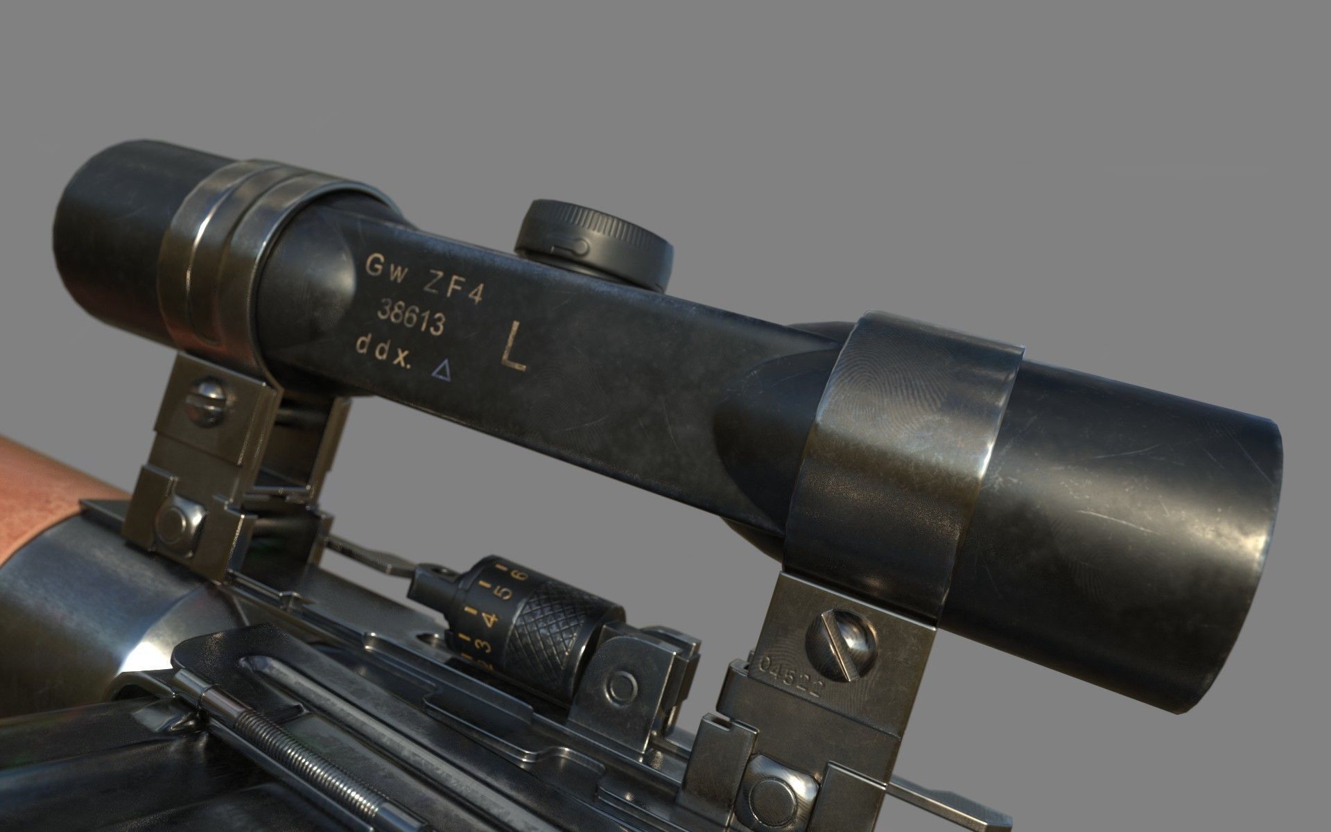 FG-42 German Paratrooper Rifle PBR Low-poly 3D model_11