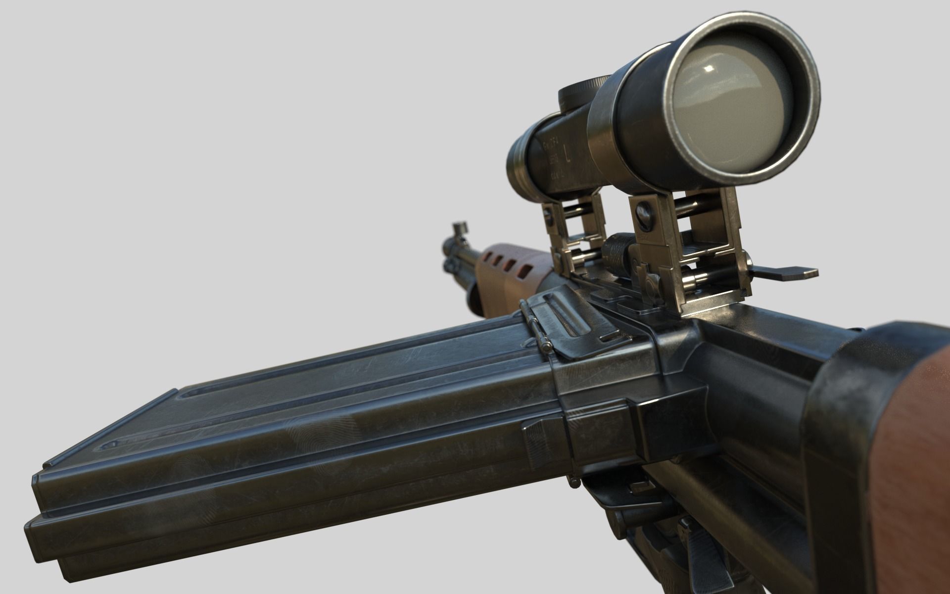 FG-42 German Paratrooper Rifle PBR Low-poly 3D model_0