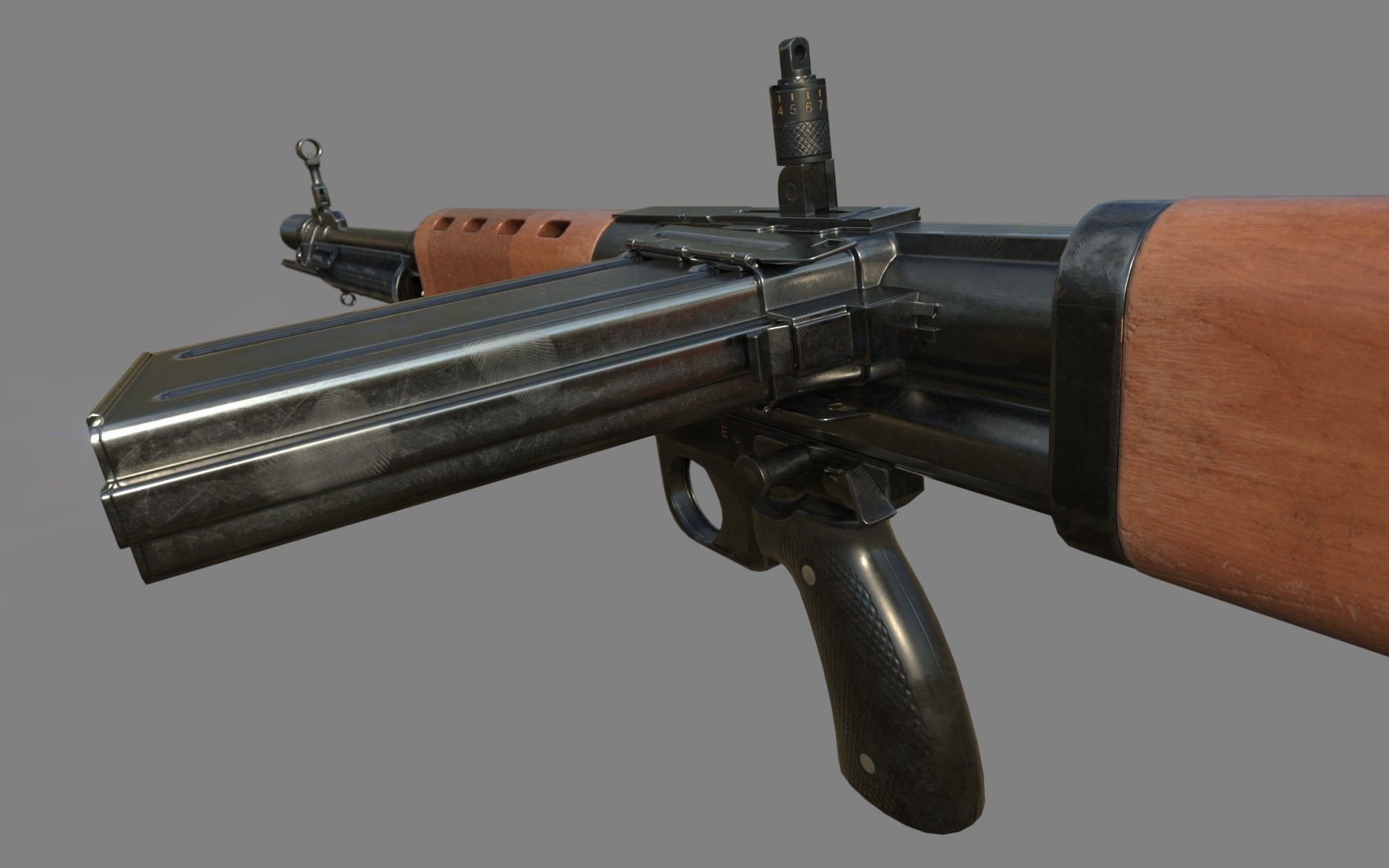 FG-42 German Paratrooper Rifle PBR Low-poly 3D model_16