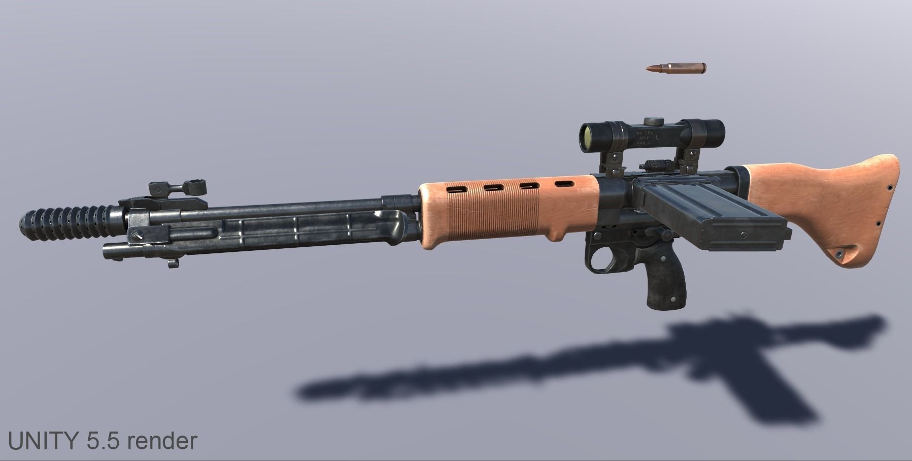 FG-42 German Paratrooper Rifle PBR Low-poly 3D model_22