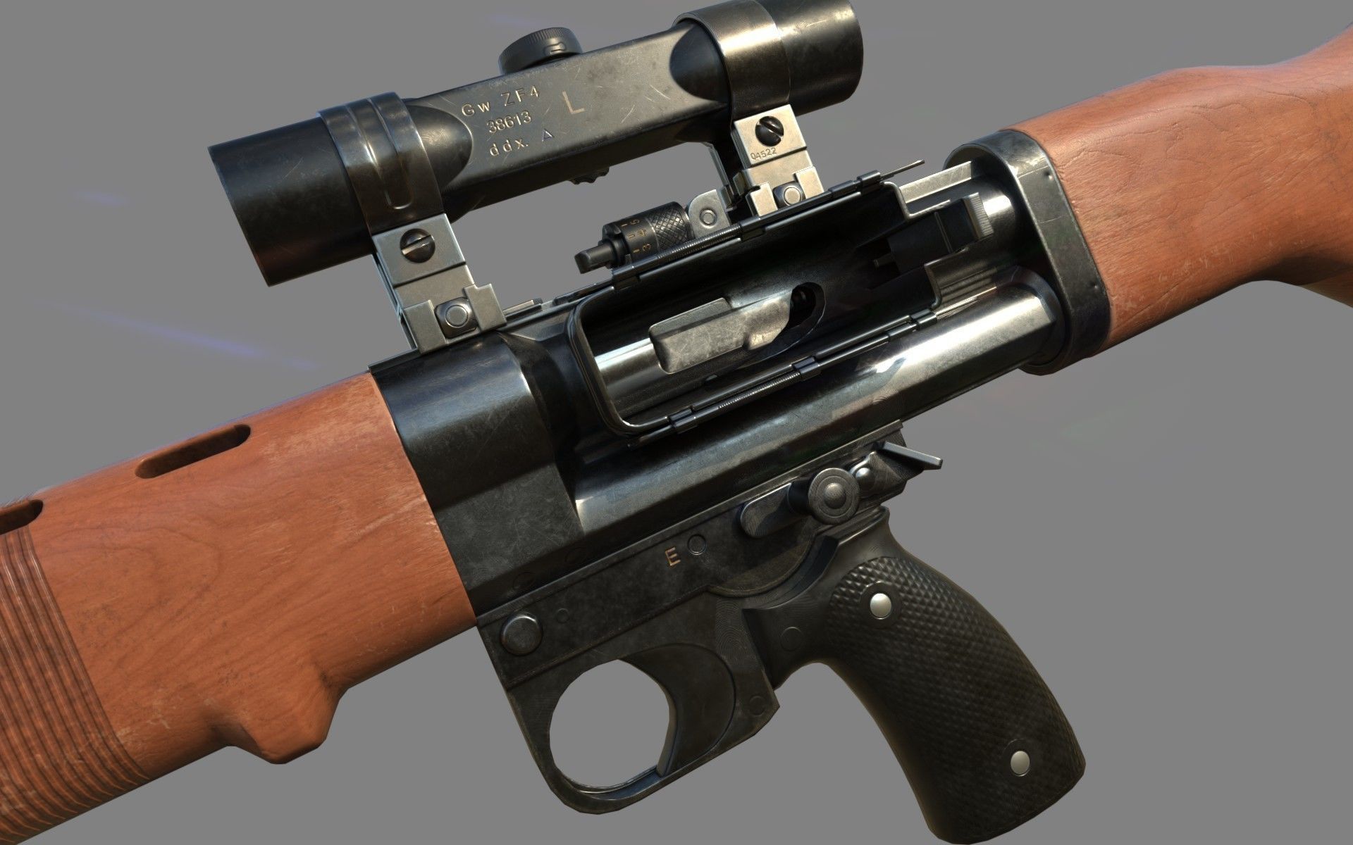 FG-42 German Paratrooper Rifle PBR Low-poly 3D model_19