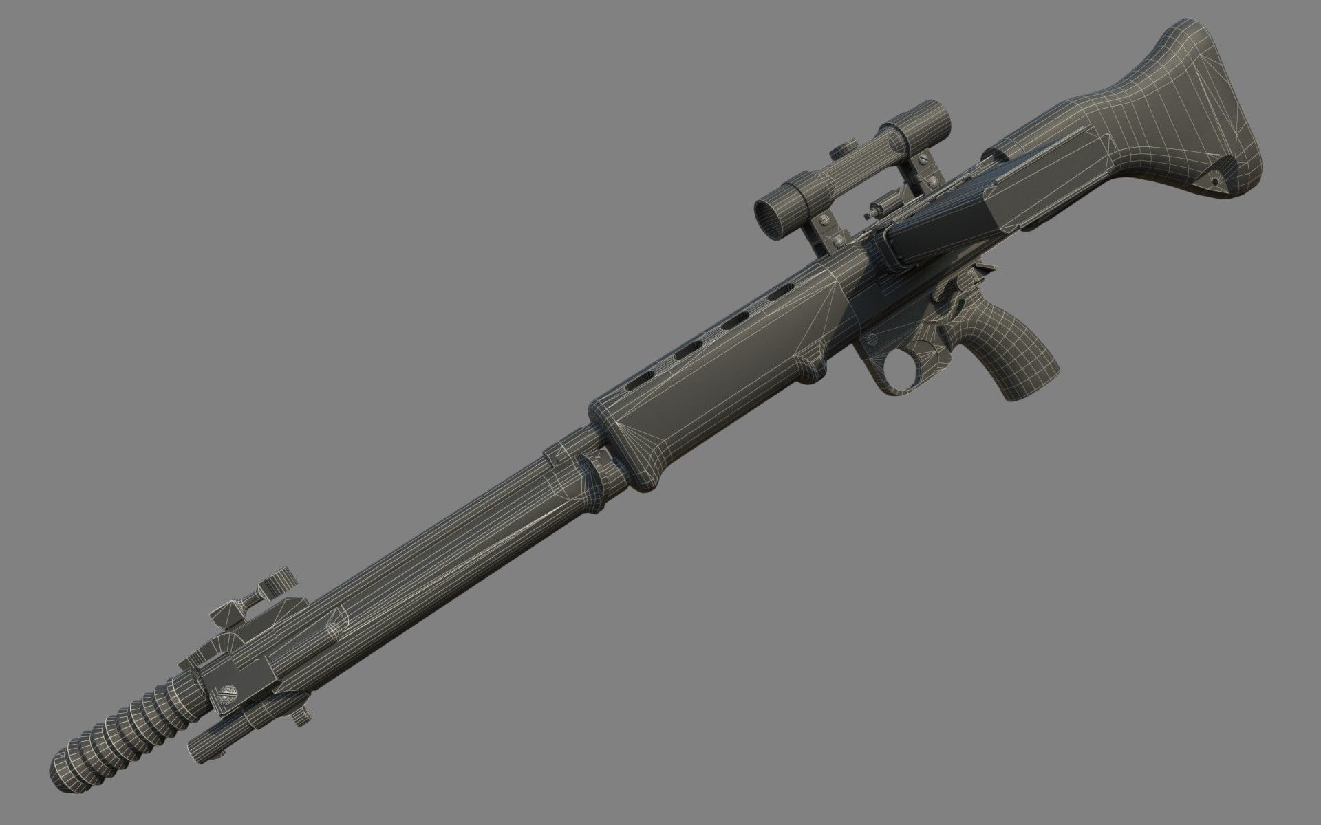 FG-42 German Paratrooper Rifle PBR Low-poly 3D model_21
