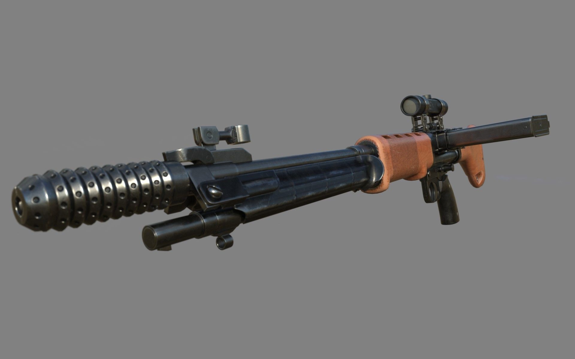FG-42 German Paratrooper Rifle PBR Low-poly 3D model_1