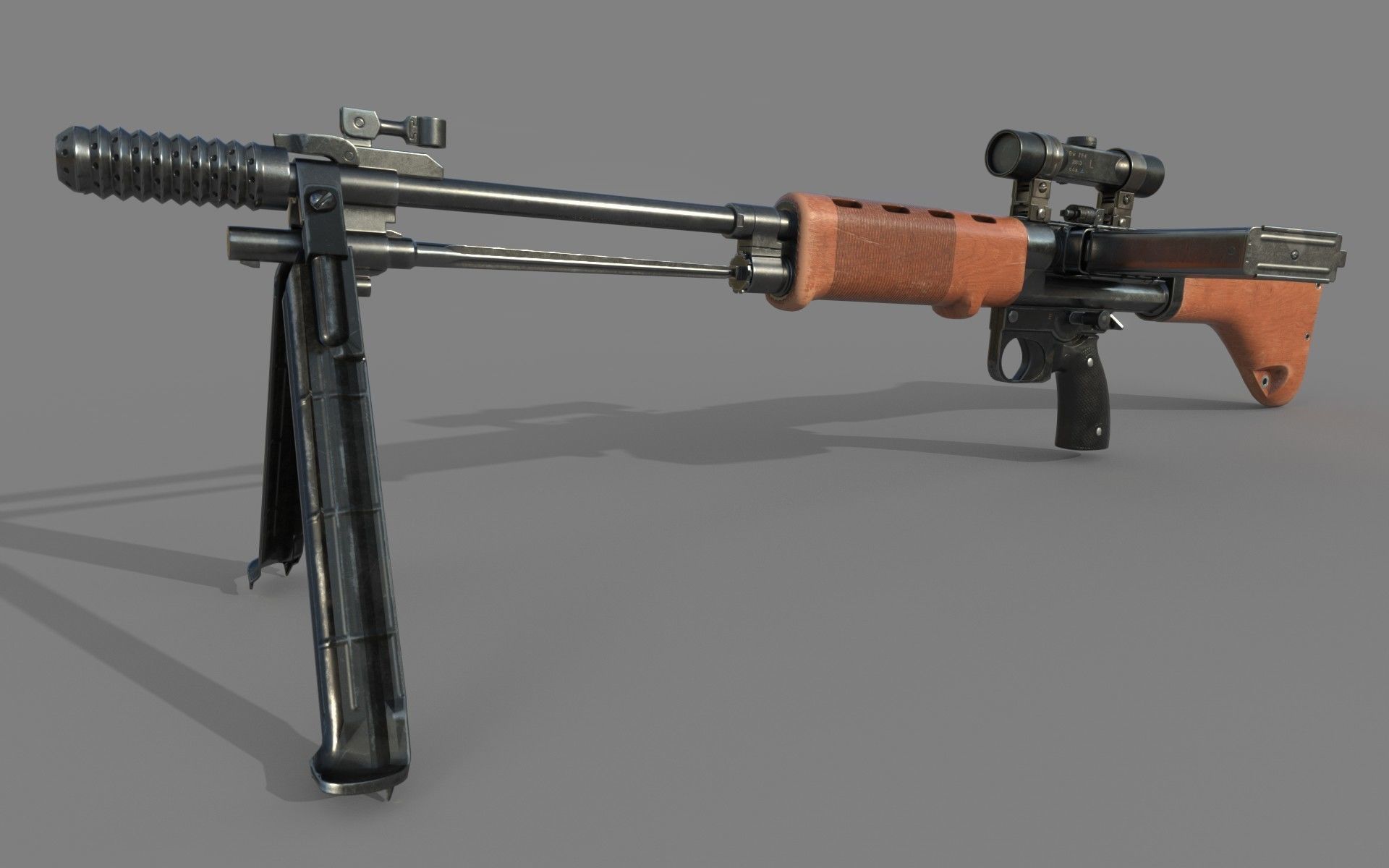 FG-42 German Paratrooper Rifle PBR Low-poly 3D model_12
