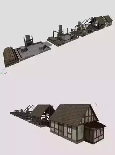 House with several construction phases