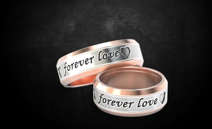 Wedding rings for a love couple 59 3D print model