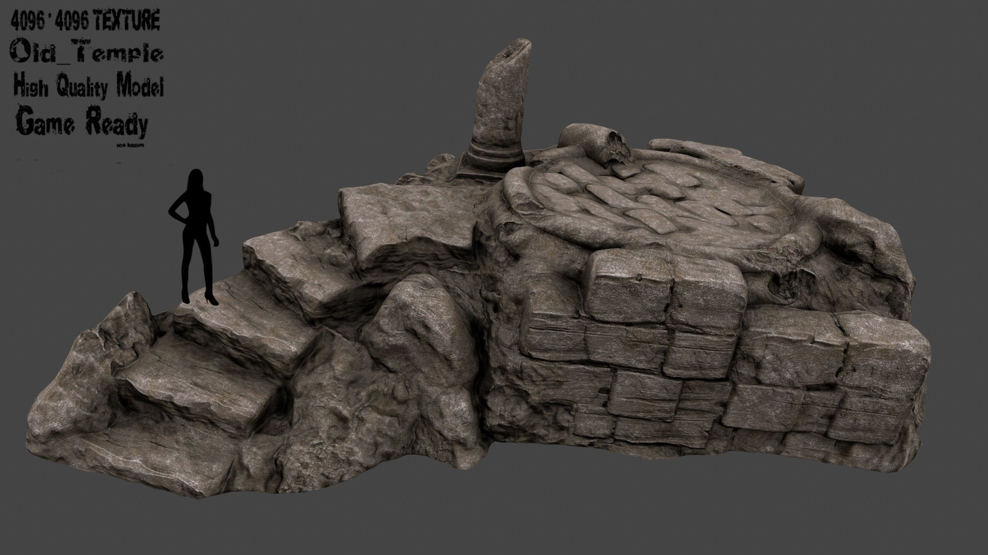 old temple Low-poly 3D model_1