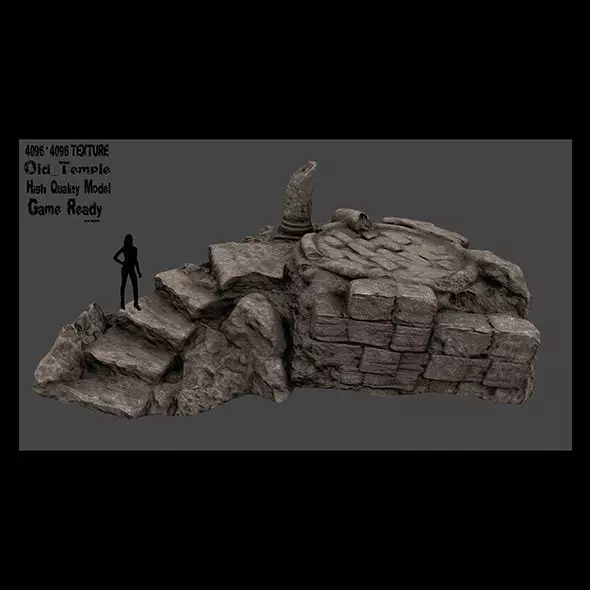 old temple Low-poly 3D model_0