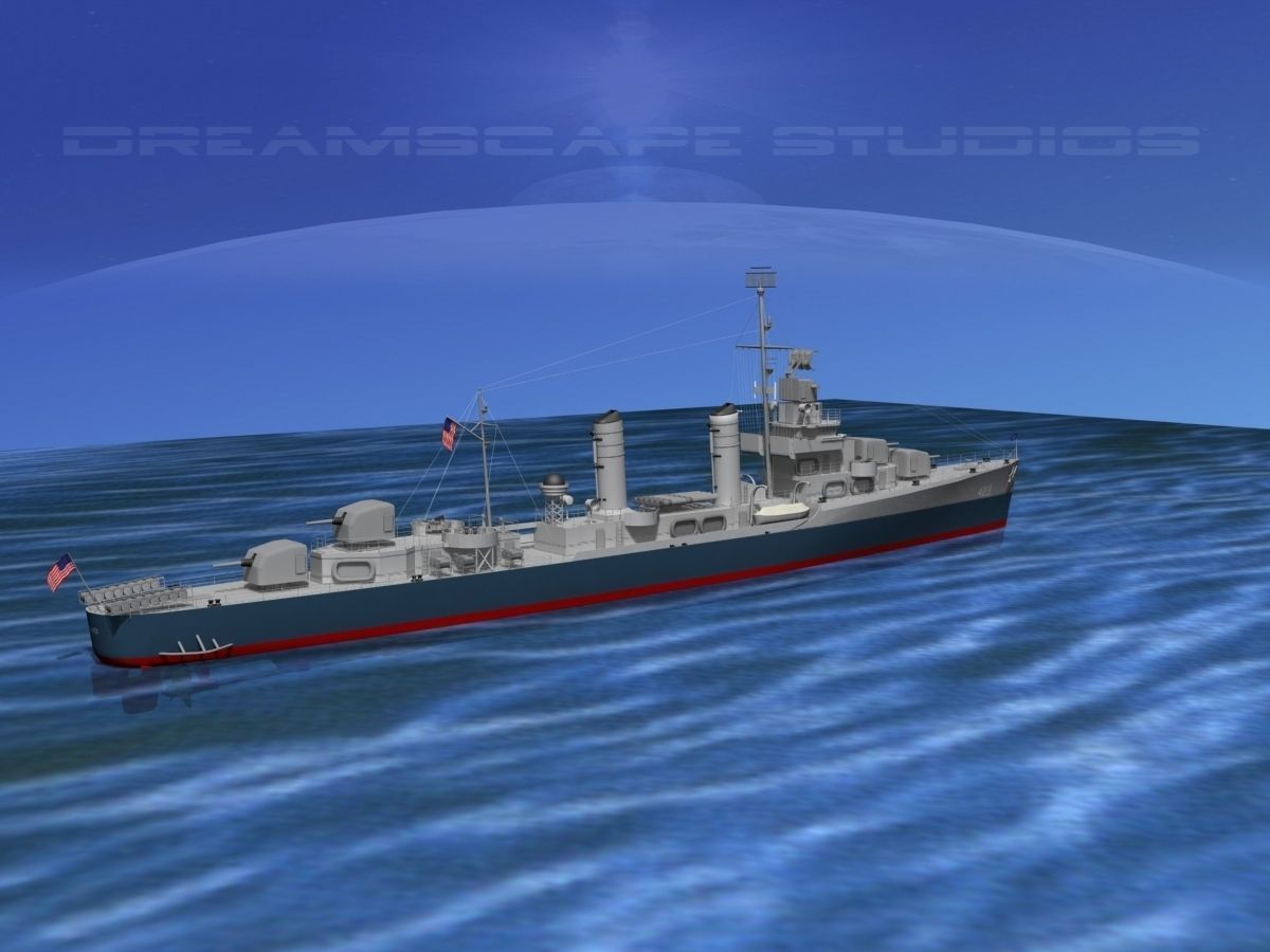 Gleaves Class Destroyer USS Gleaves DD423 3D model_14