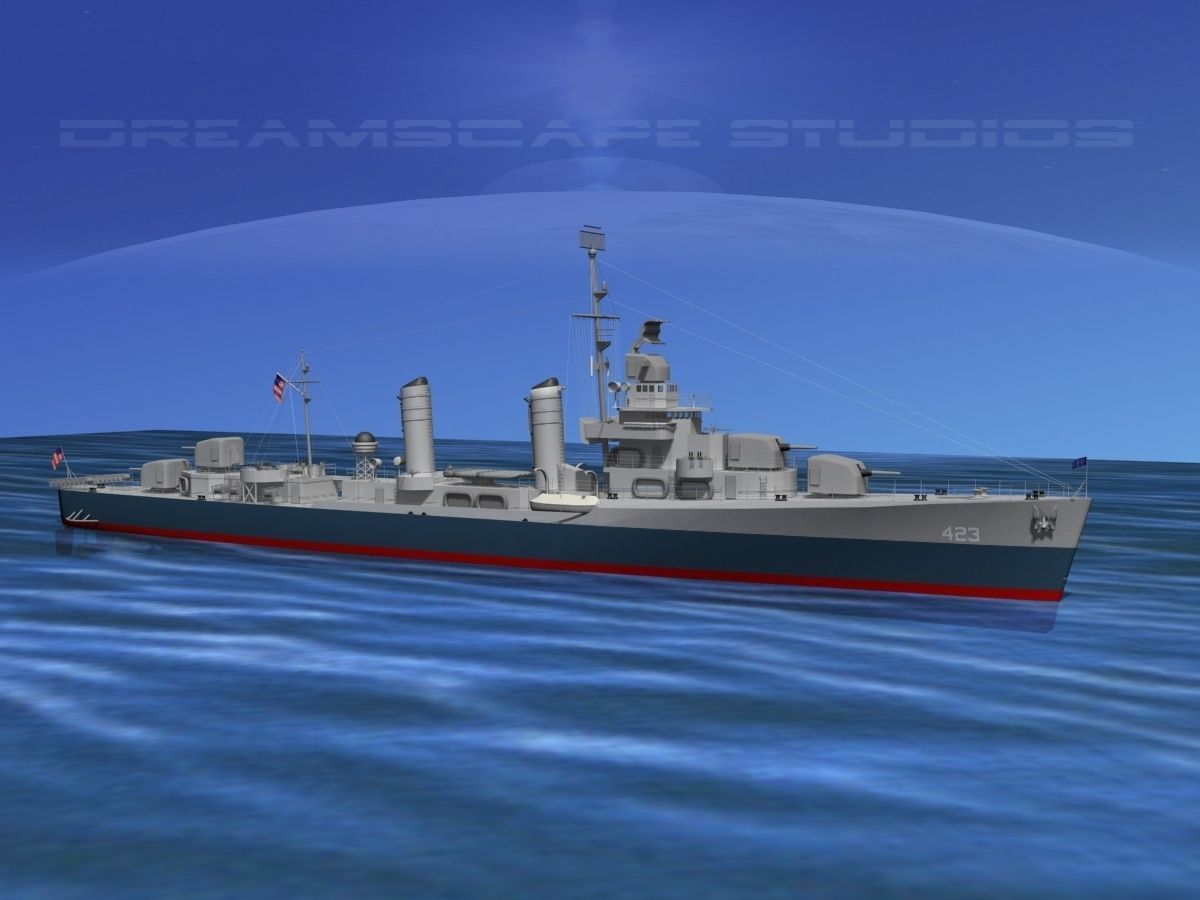 Gleaves Class Destroyer USS Gleaves DD423 3D model_7