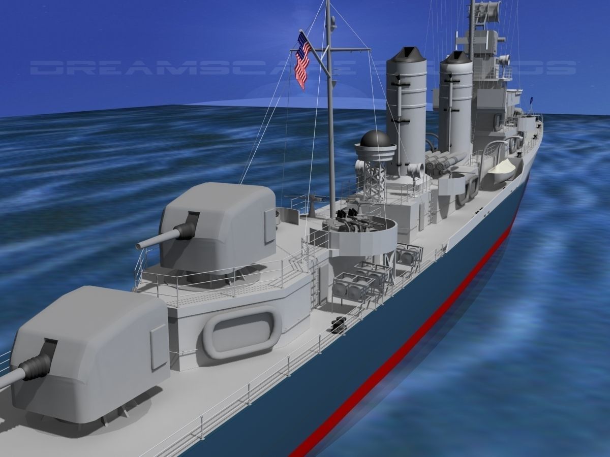Gleaves Class Destroyer USS Gleaves DD423 3D model_17