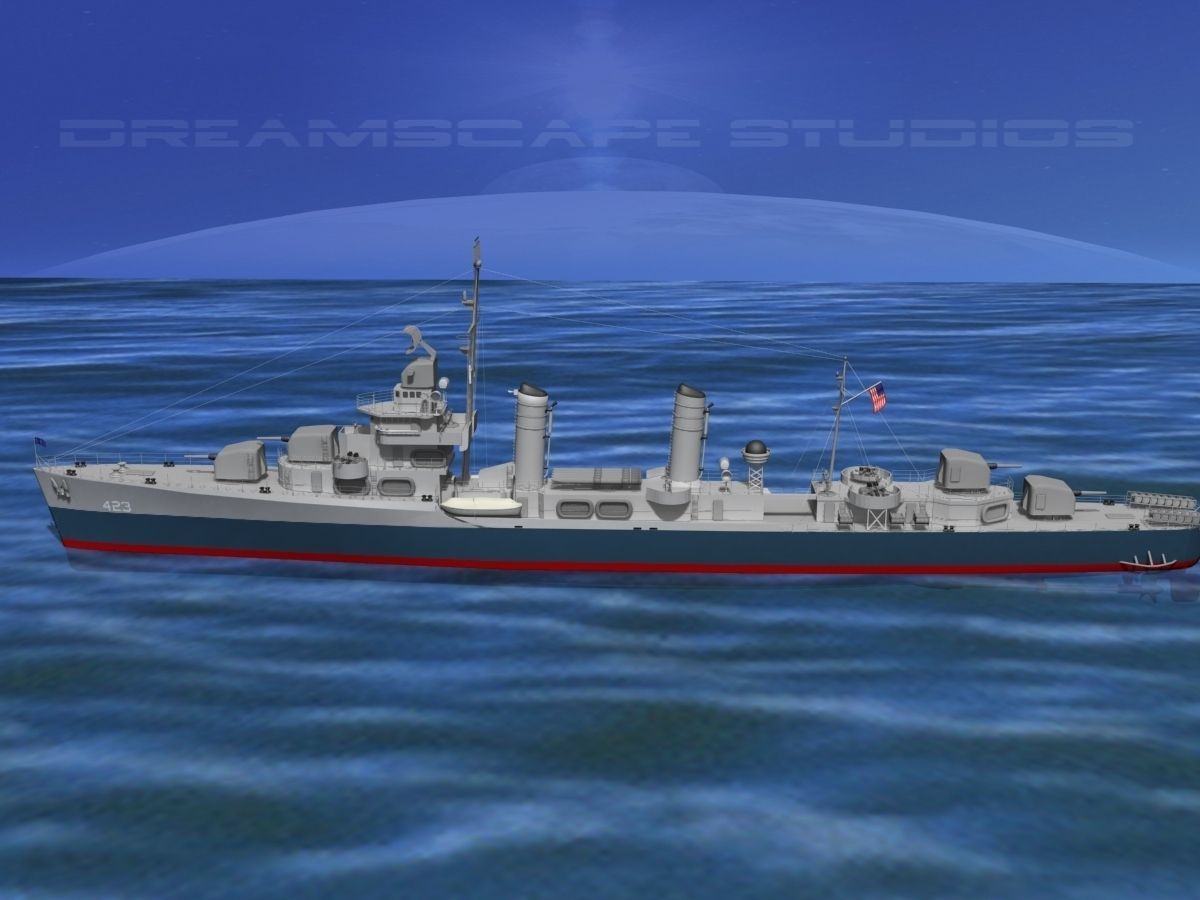 Gleaves Class Destroyer USS Gleaves DD423 3D model_9