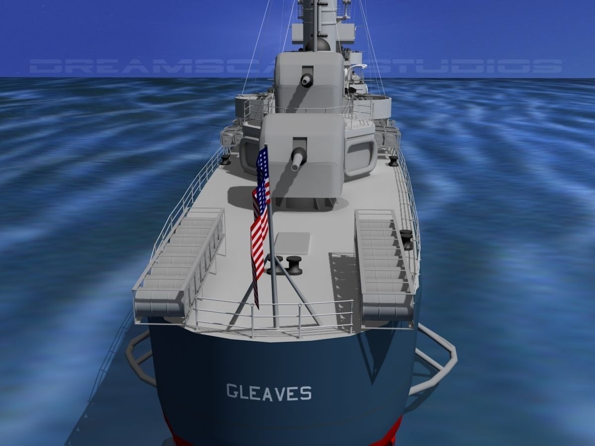 Gleaves Class Destroyer USS Gleaves DD423 3D model_3