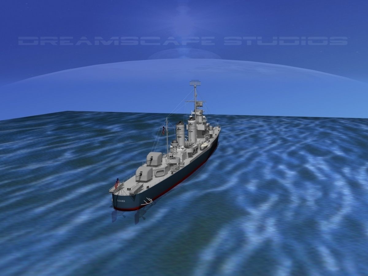 Gleaves Class Destroyer USS Gleaves DD423 3D model_11