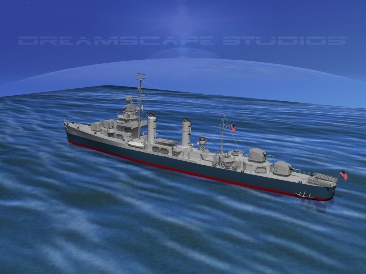 Gleaves Class Destroyer USS Gleaves DD423 3D model_13