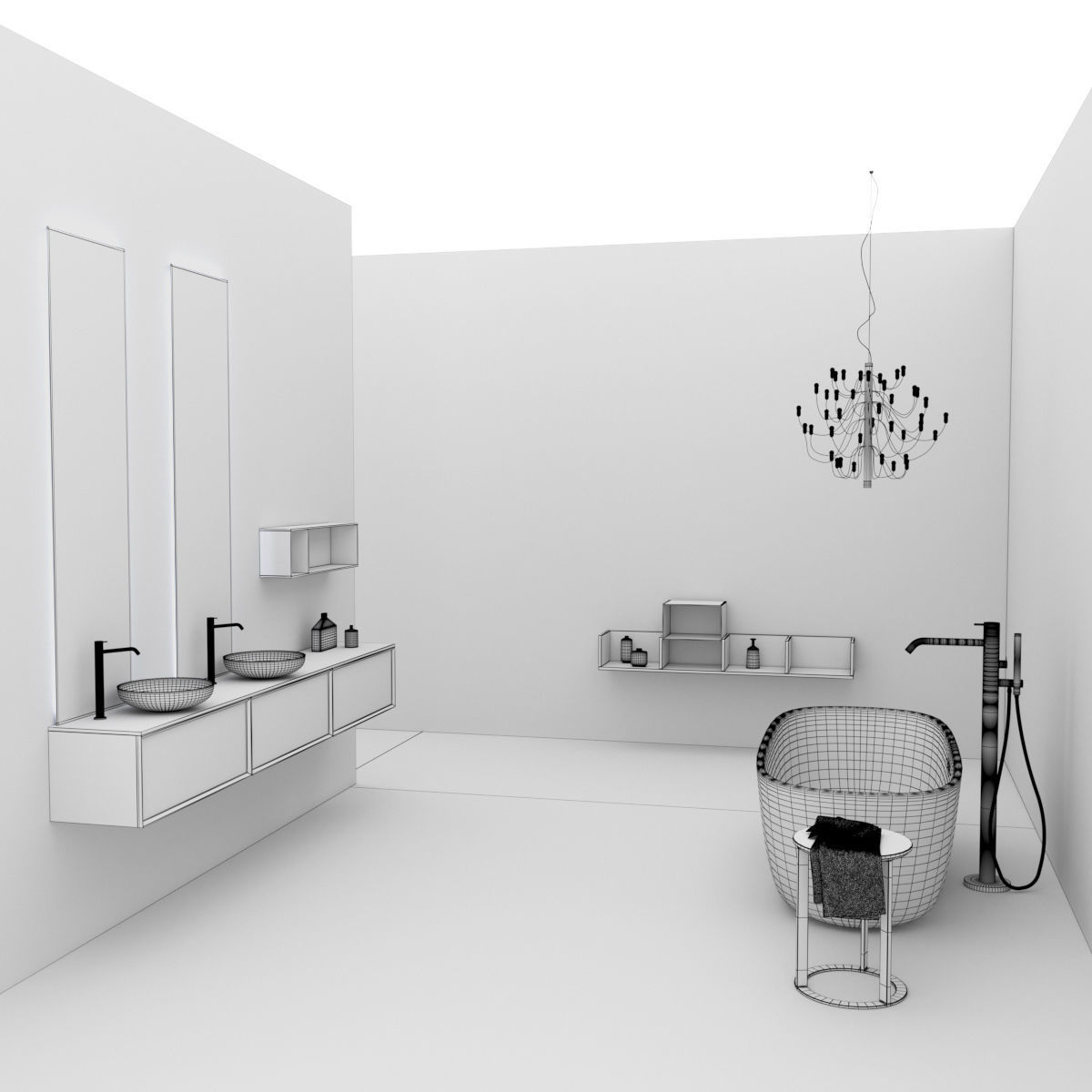 Bathroom furniture set Bespoke 2 3D model_4