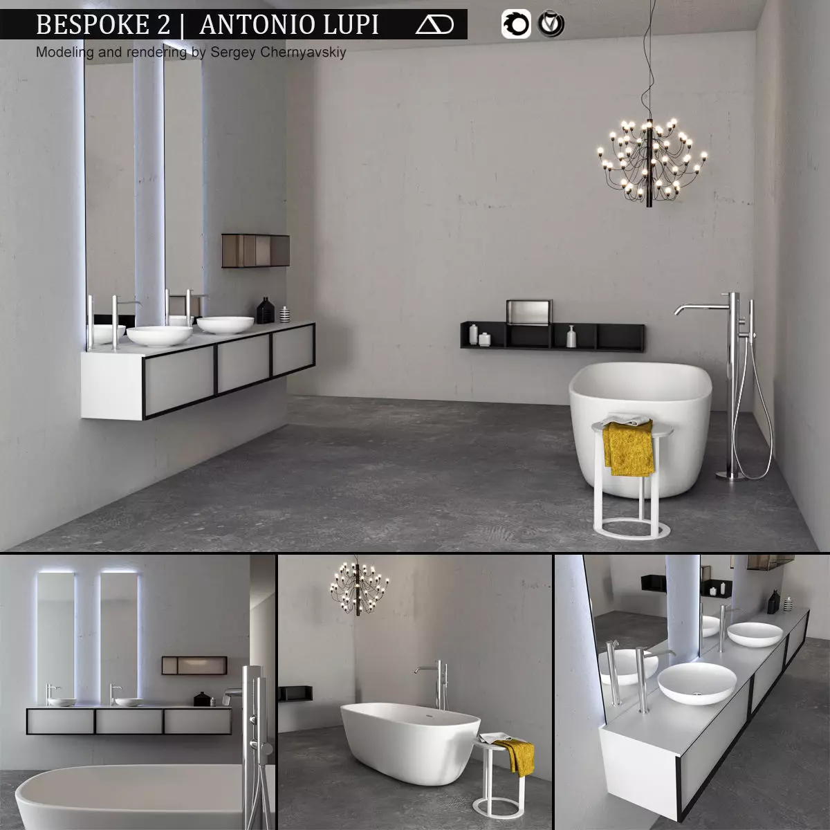 Bathroom furniture set Bespoke 2 3D model_0