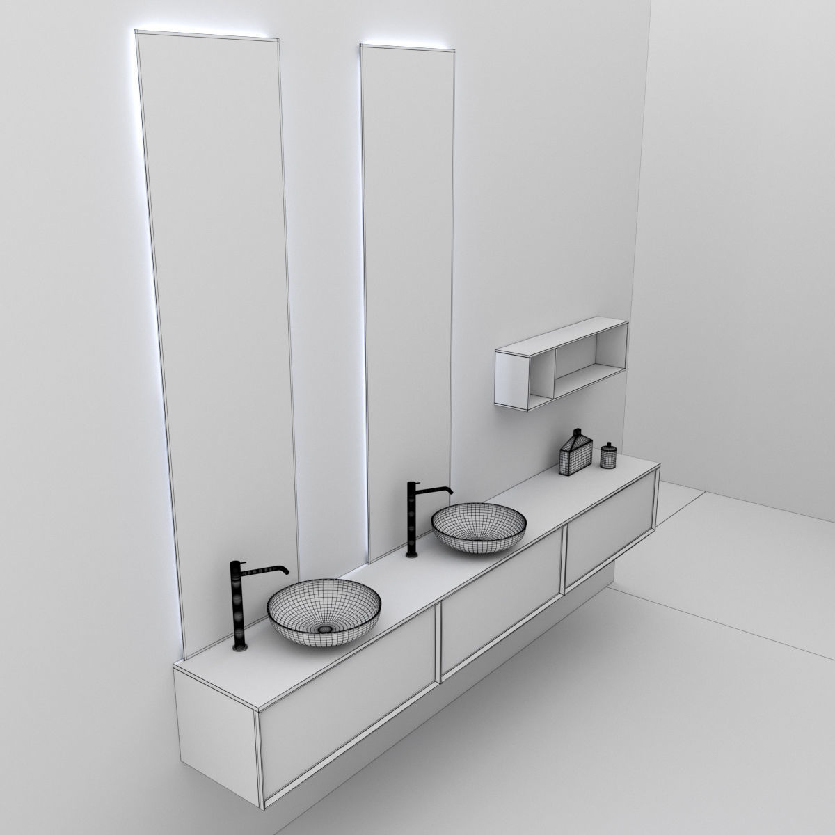 Bathroom furniture set Bespoke 2 3D model_6