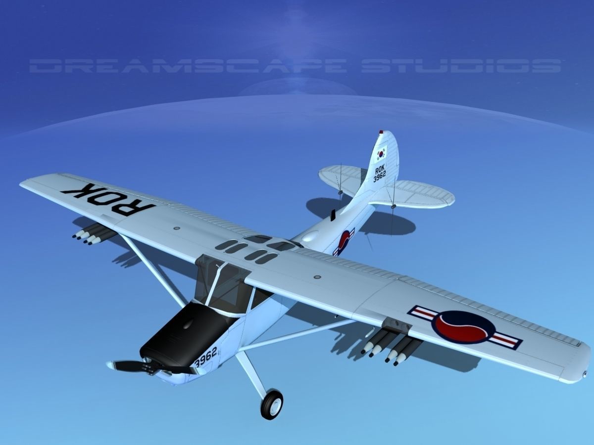 Cessna O-1E L-19 Bird Dog South Korea 3D model_12