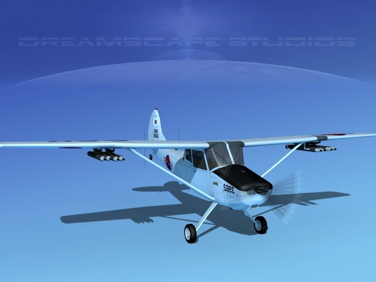 Cessna O-1E L-19 Bird Dog South Korea 3D model_1