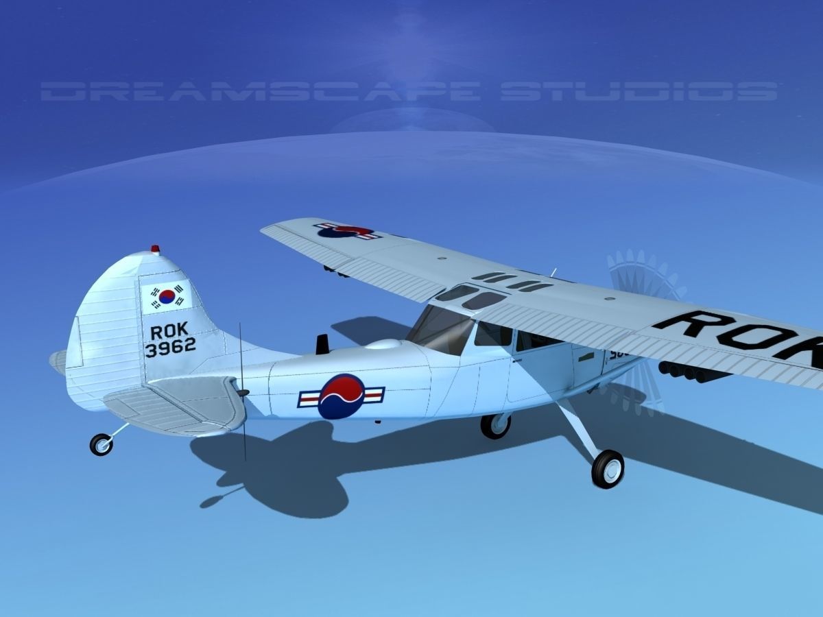 Cessna O-1E L-19 Bird Dog South Korea 3D model_7