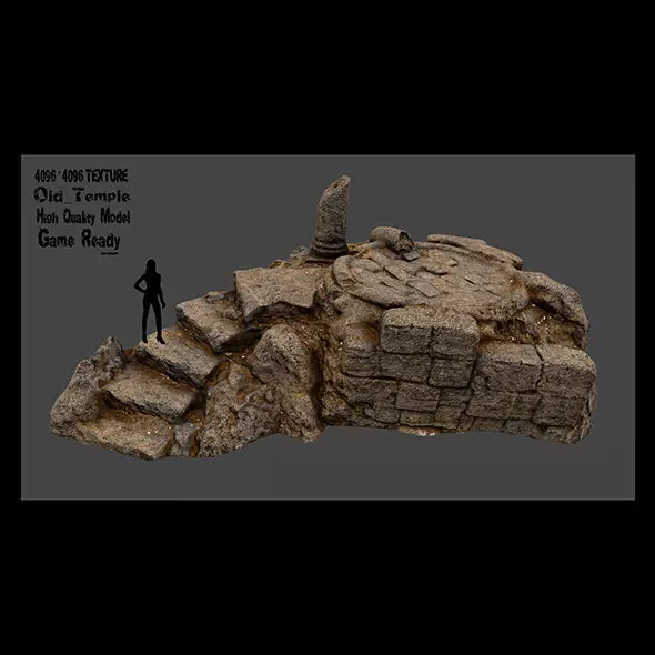 old temple Low-poly 3D model