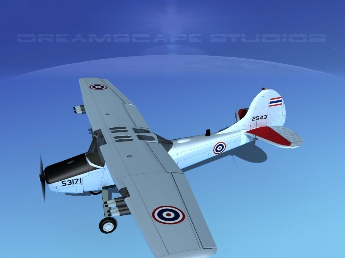 Cessna O-1E L-19 Bird Dog Thai Navy 3D model_11