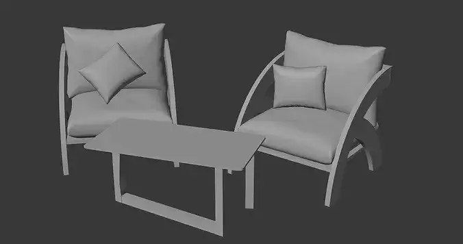 Sofa Set 3D model 7