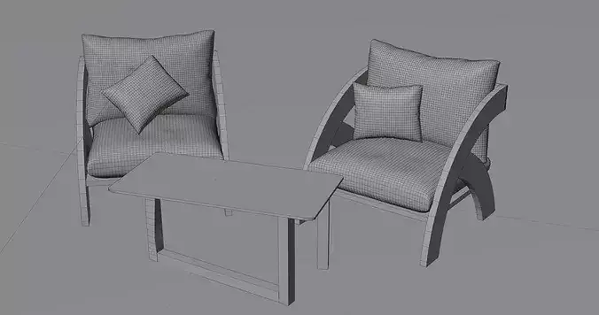 Sofa Set 3D model 2