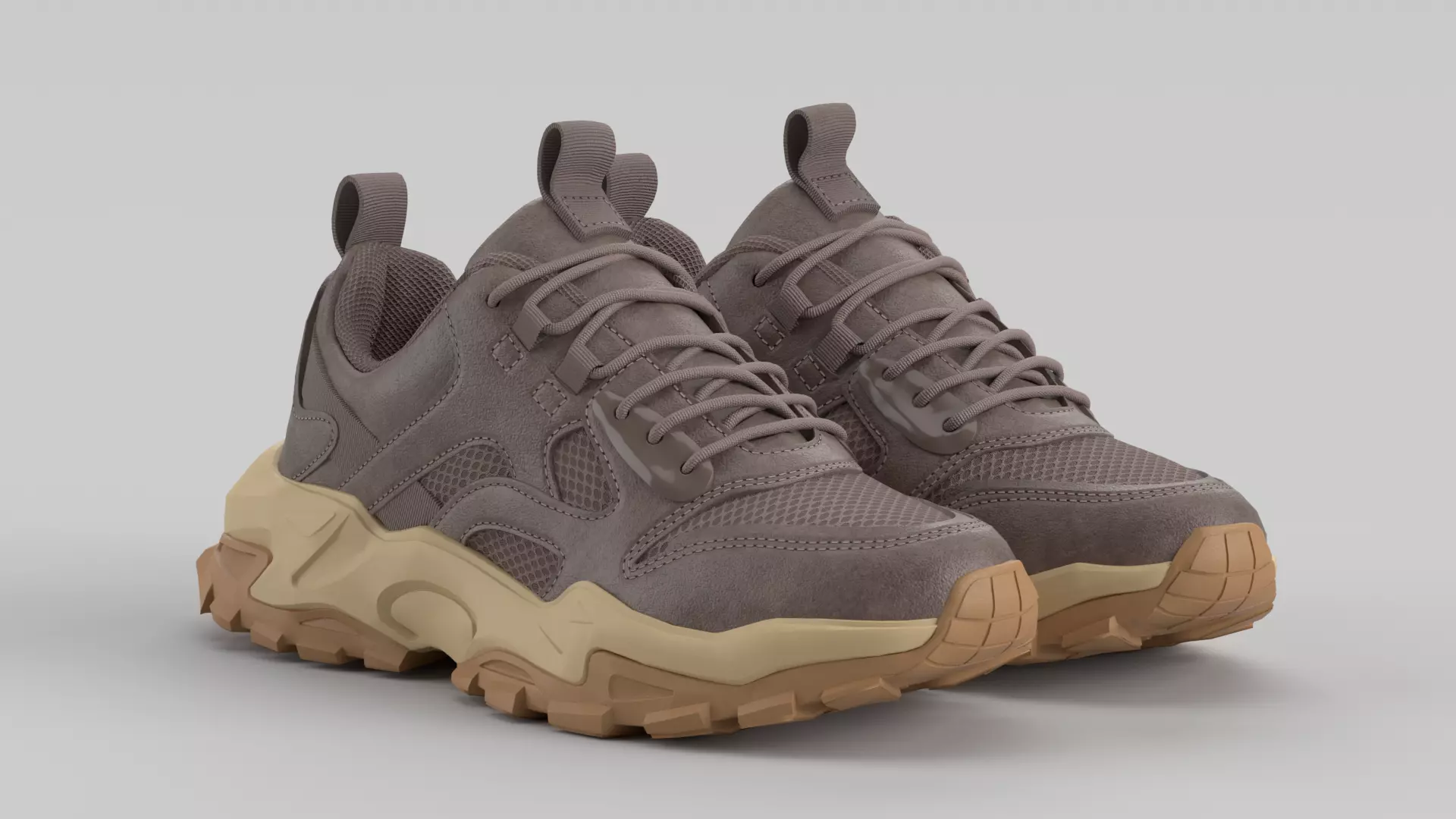 Chunky Brown Shoe Sneaker Low-poly 3D model