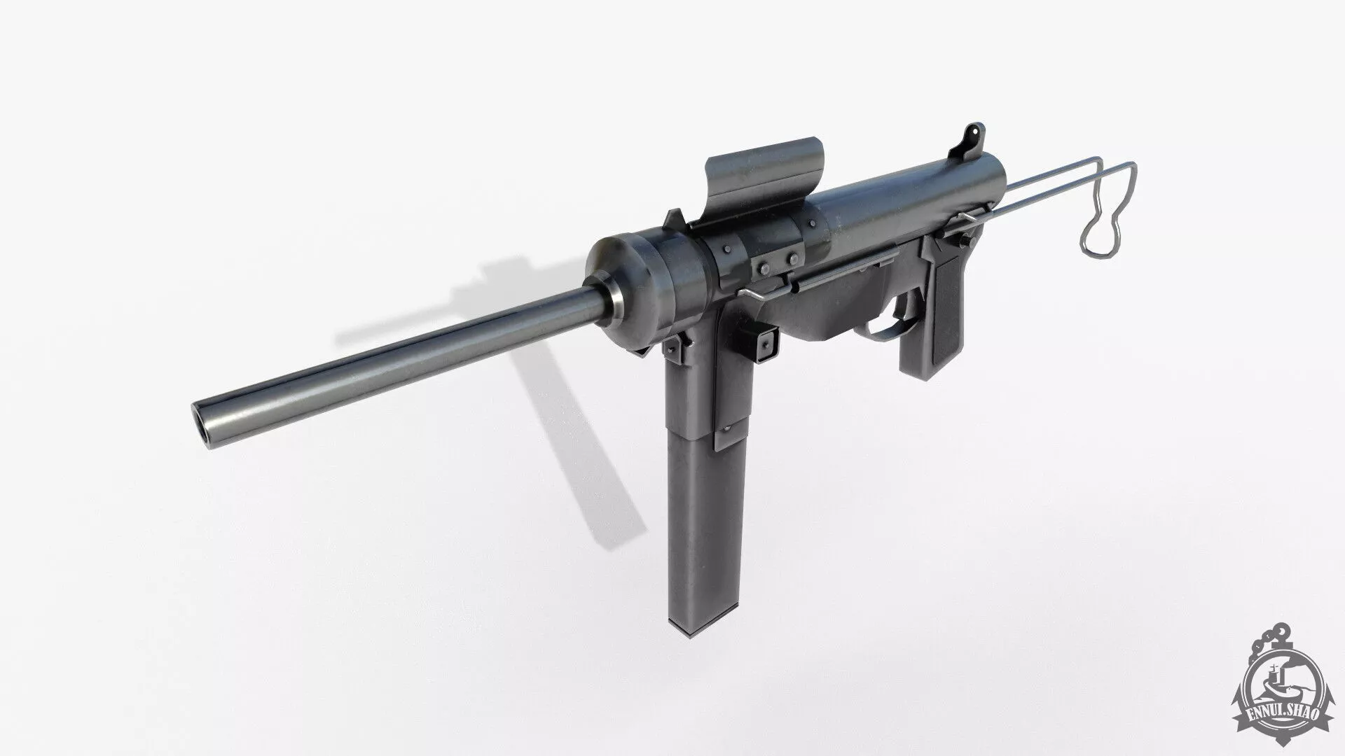 M3 submachine gun gameready Low-poly 3D model