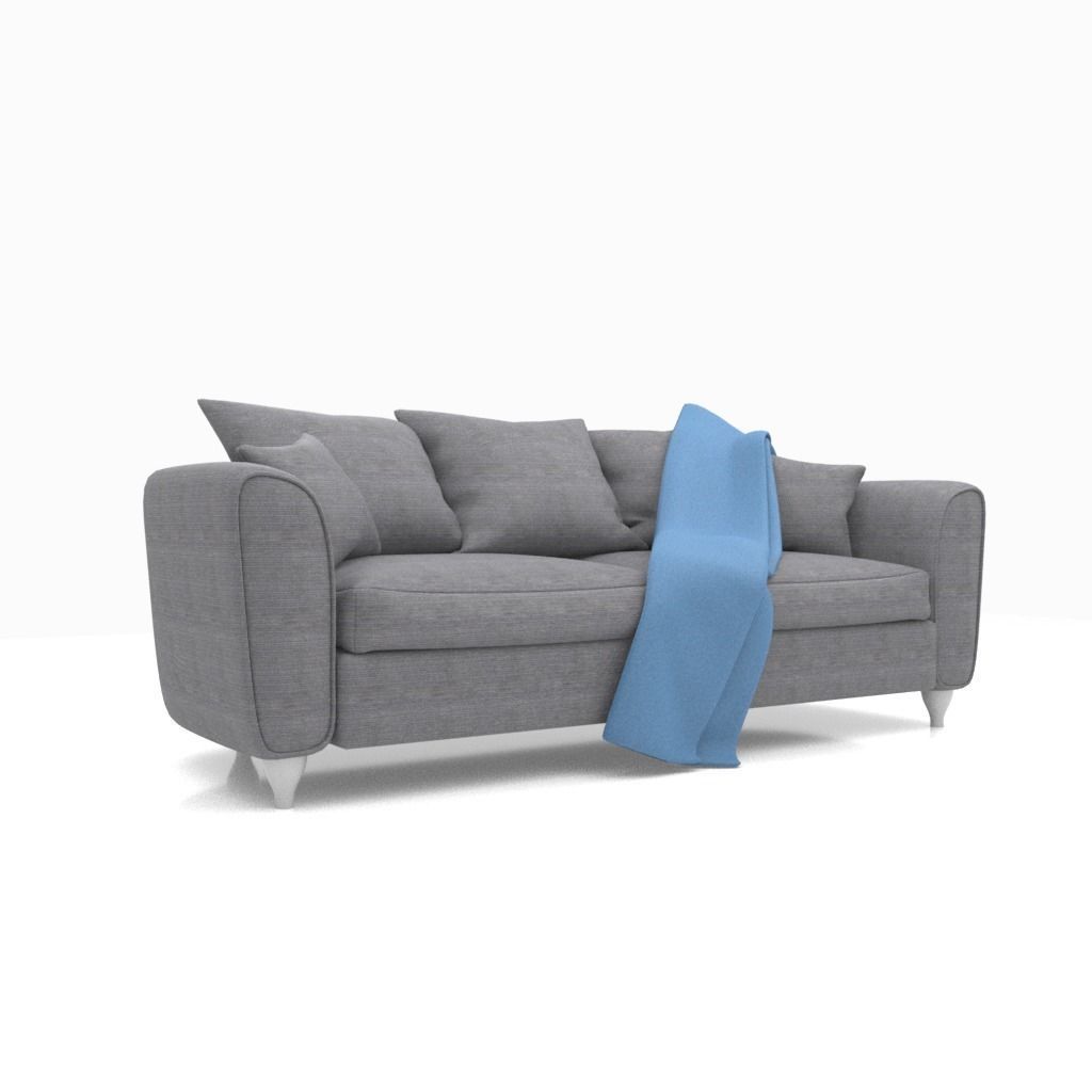 Sofa realistic with blanket 3D model_0
