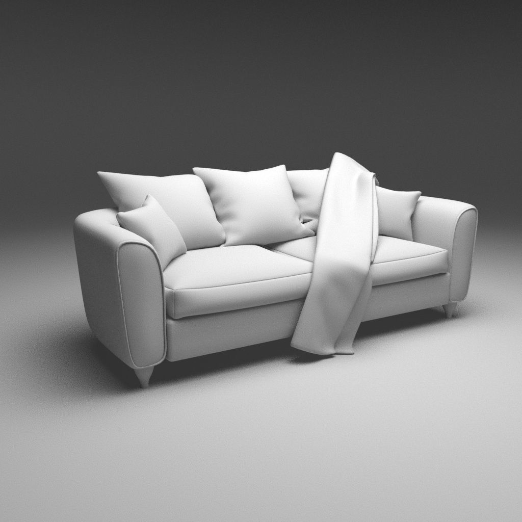 Sofa realistic with blanket 3D model_3