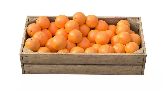 Orange Wooden Crate Low-poly 3D model 3