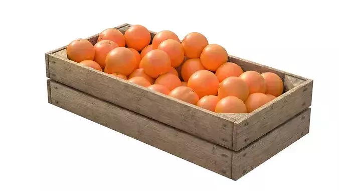 Orange Wooden Crate Low-poly 3D model 2