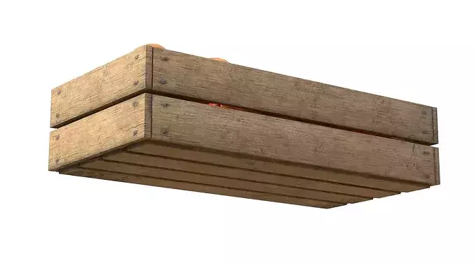 Orange Wooden Crate Low-poly 3D model 5