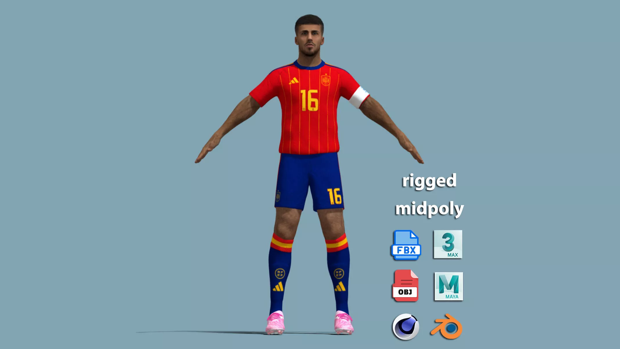 A-Pose Rigged Rodri Worldcup 2026 3D model