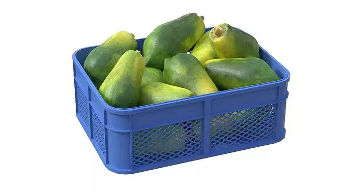 Papaya Plastic Crate Low-poly 3D model