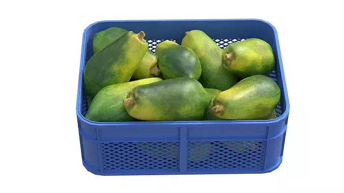 Papaya Plastic Crate Low-poly 3D model 3