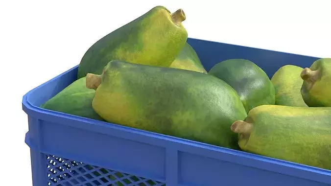 Papaya Plastic Crate Low-poly 3D model 4